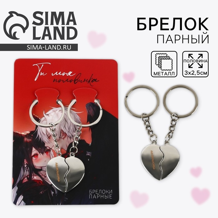 Брелок для ключей парный, &laquo;Ты моя половинка&raquo;, металл, 8 х 3 см