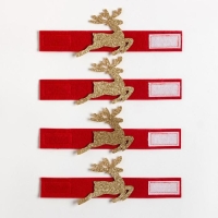 Новый год. Набор декоративных колец для салфеток &laquo;Золотой олень&raquo; 4 шт, d=5 см, 100% п/э, фетр