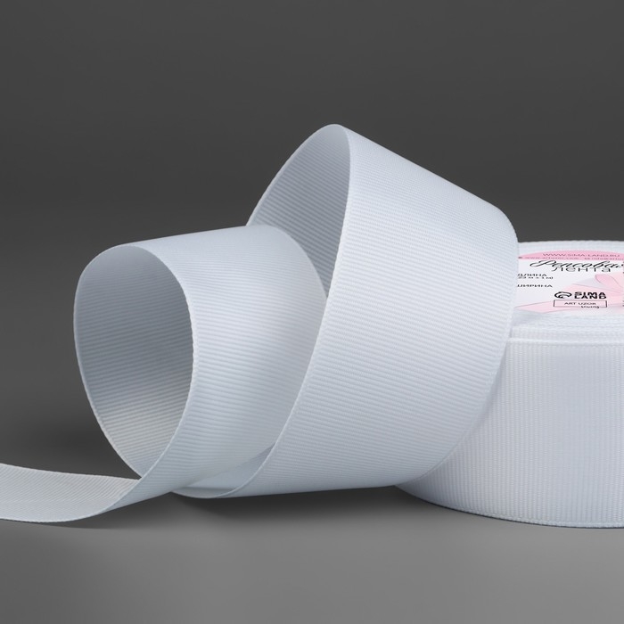 Лента репсовая, 40 мм, 23 &plusmn; 1 м, цвет белый №01