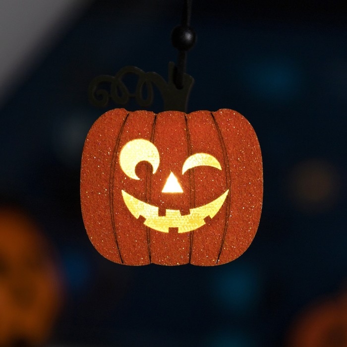 Светодиодная подвеска &laquo;Фонарь Джека&raquo; 8 &times; 5.5 &times; 5 см, пластик, батарейки LR1130х3 (в комплекте), свечение тёплое белое