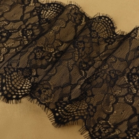Кружево реснички, 190 мм &times; 3 &plusmn; 0,5 м, цвет чёрный
