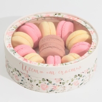 Коробка для макарун, кондитерская упаковка тубус с окном, &laquo;Цвети от счастья&raquo; 20 х 20 х 5 см