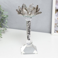 Подсвечник стекло на 1 свечу "Лотос с камешками" 20х12х10,5 см Подсвечник стекло на 1 свечу "Лотос с камешками" 20х12х10,5 см
