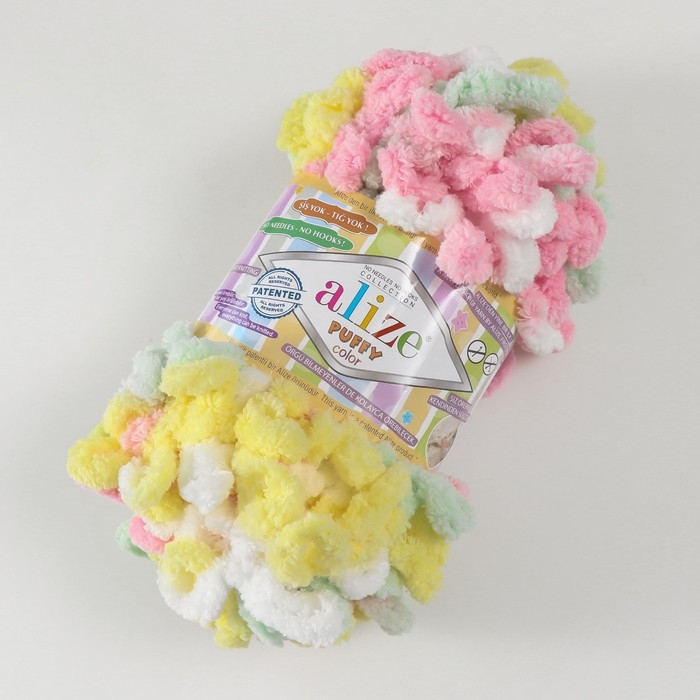 Пряжа "Puffy color" 100 % микрополиэстер 9м/100г  (5862 разноцветный)