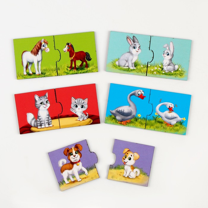 Пазл двойной &laquo;Малыши и мамы&raquo; (головоломка), 12 пазлов, 24 детали