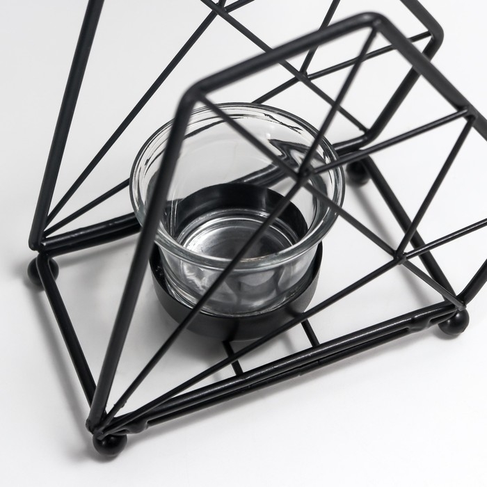 Подсвечник металл, стекло на 1 свечу Подсвечник металл, стекло на 1 свечу "Лофт. Трапеция" чёрный 13х8х15 см