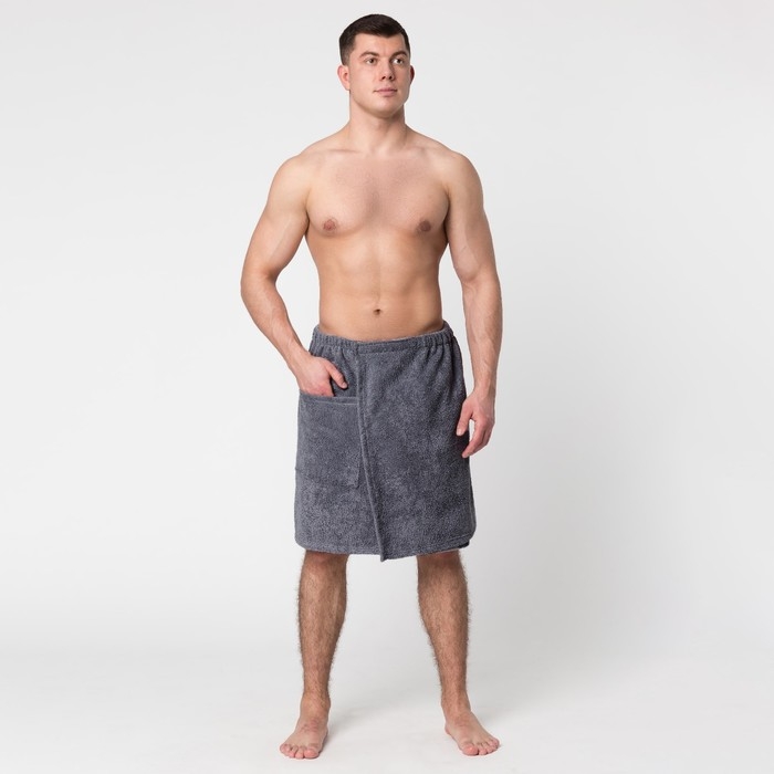 Полотенце банное Экономь и Я Полотенце банное Экономь и Я "Килт с карманом" 50х150 см, цвет серый, 100% хлопок, 320 г/м2