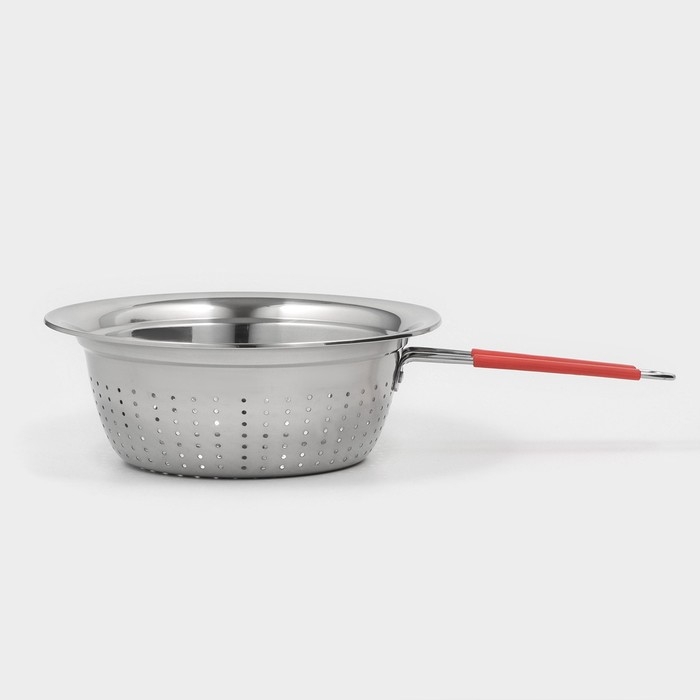 Дуршлаг из нержавеющей стали с ручкой «Эдвин», 39×24×9 см, цвет ручки МИКС Дуршлаг из нержавеющей стали с ручкой «Эдвин», 39×24×9 см, цвет ручки МИКС