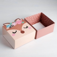 Коробка подарочная складная, упаковка, &laquo;Оленёнок&raquo;, 15 х 15 х 8 см
