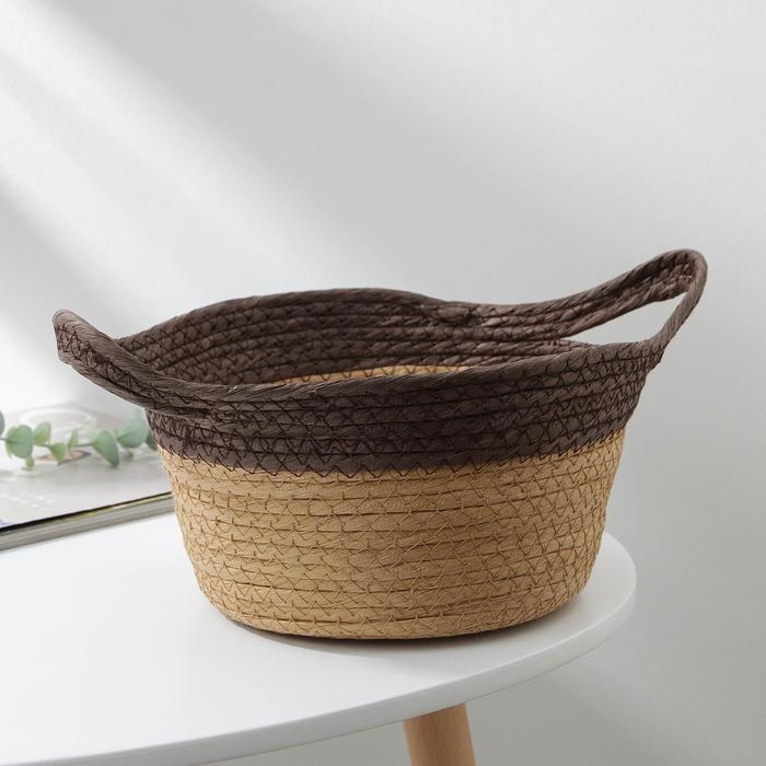 Корзина для хранения плетёная ручной работы Доляна &laquo;Гарден&raquo;, с ручками, 32&times;24&times;17 см, цвет коричневый