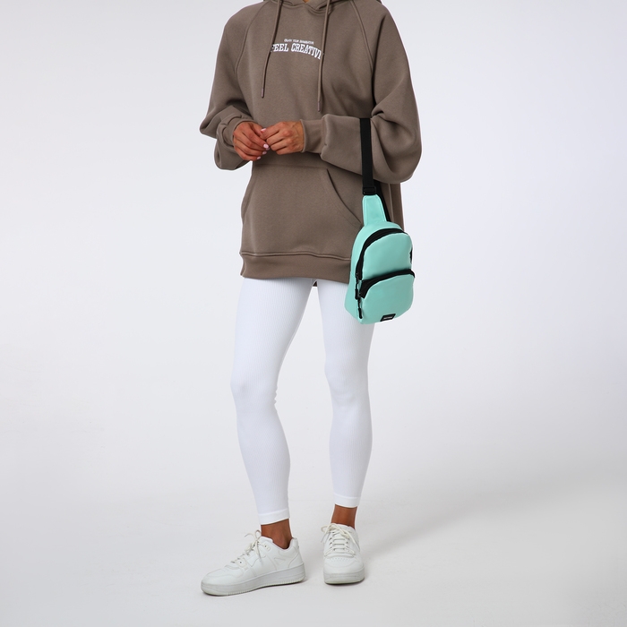 Сумка-слинг на молнии TEXTURA, наружный карман, цвет мятный