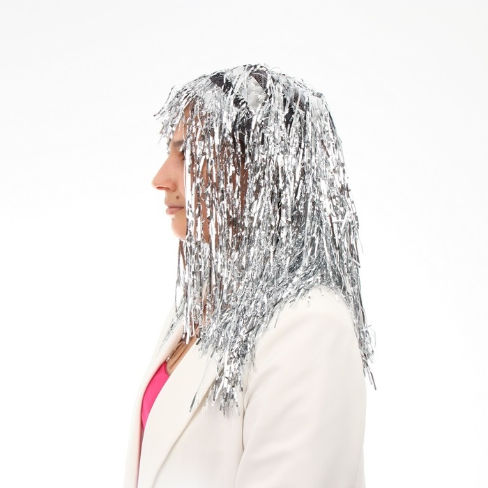 Карнавальный парик &laquo;Дождь&raquo;, 45 см, цвет серебряный