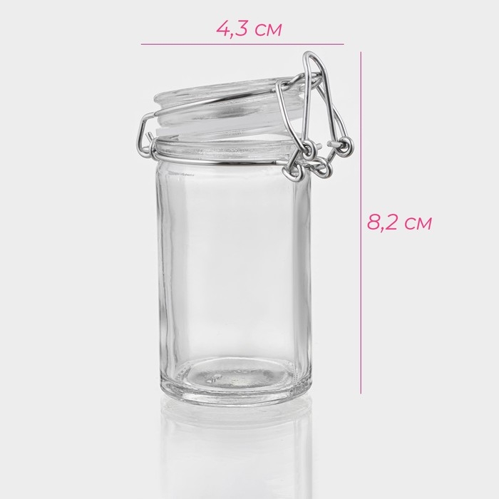 Банка стеклянная для хранения сыпучих продуктов Доляна &laquo;Оптима&raquo;, 80 мл, 4,3&times;8,2 см, с бугельным замком