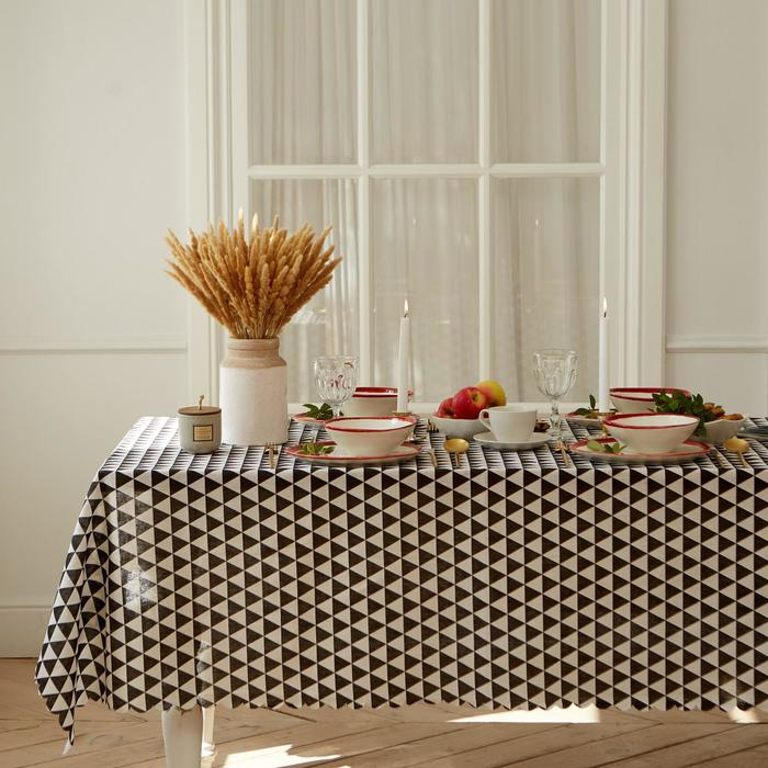 Скатерть Доляна "Треугольники" 145х200&plusmn;3см,100%пэ, рогожка 130 гр/м
