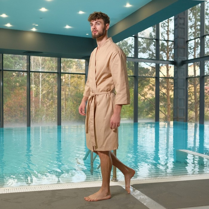 Халат вафельный мужской &laquo;Экономь и Я&raquo; размер 50-52