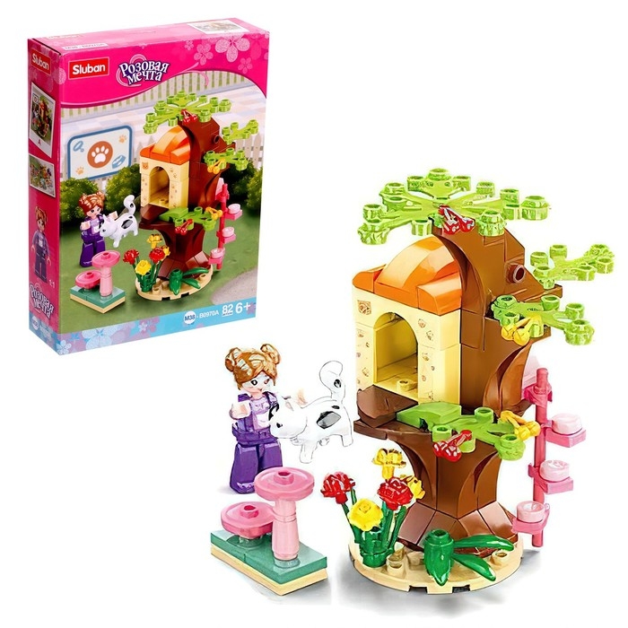 Конструктор Розовая мечта «Кошачий домик на дереве», 82 детали Конструктор Розовая мечта «Кошачий домик на дереве», 82 детали