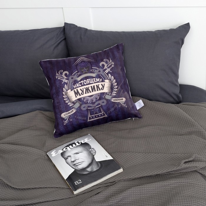 Подушка декоративная Этель &laquo;Настоящему мужчине&raquo;, 40 &times; 40 см, велюр, п/э 100 %