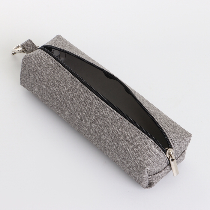 Ключница на молнии, длина 16 см, кольцо, карабин, цвет серый