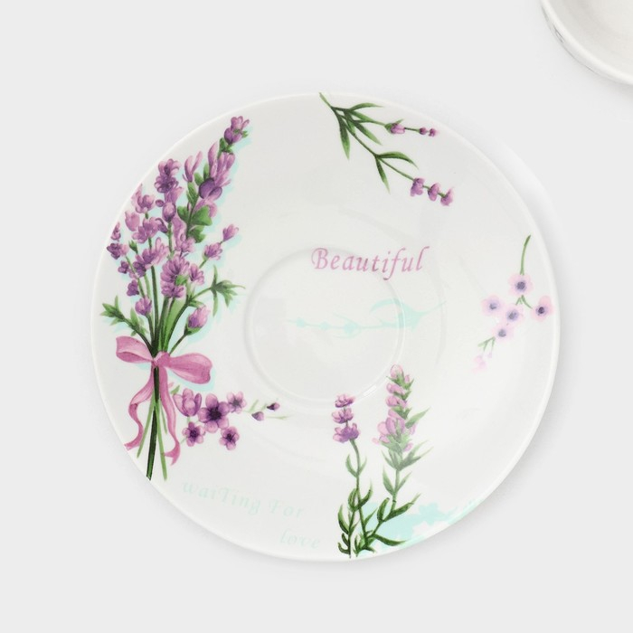 Сервиз фарфоровый чайный Доляна &laquo;Лаванда&raquo;, 12 предметов: 6 чашек 220 мл, 6 блюдец d=14 см