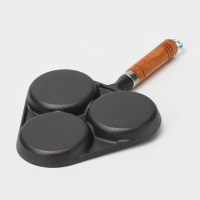 Сковорода-оладница чугунная, 37&times;19 см, деревянная ручка
