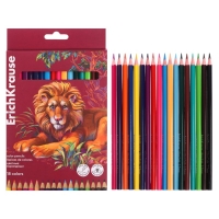 Карандаши 18 цветов ErichKrause Safari, дерево, трехгранные, с европодвесом