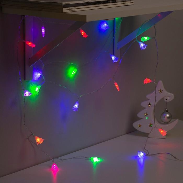 Гирлянда «Нить» 5 м с насадками «Ёлка в крапинку», IP20, прозрачная нить, 20 LED, свечение мульти (RG/RB), мигание, 220 В Гирлянда «Нить» 5 м с насадками «Ёлка в крапинку», IP20, прозрачная нить, 20 LED, свечение мульти (RG/RB), мигание, 220 В