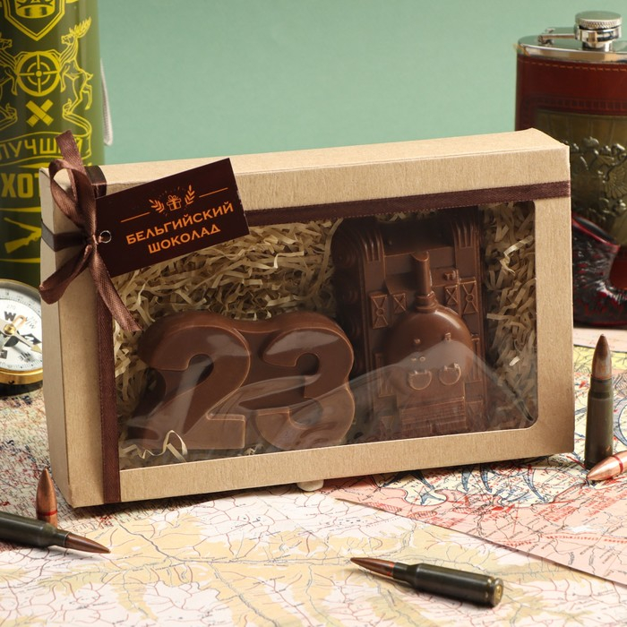 Шоколадные фигурки, 2 в 1 &laquo;23 февраля + Танк&raquo;, 160 г