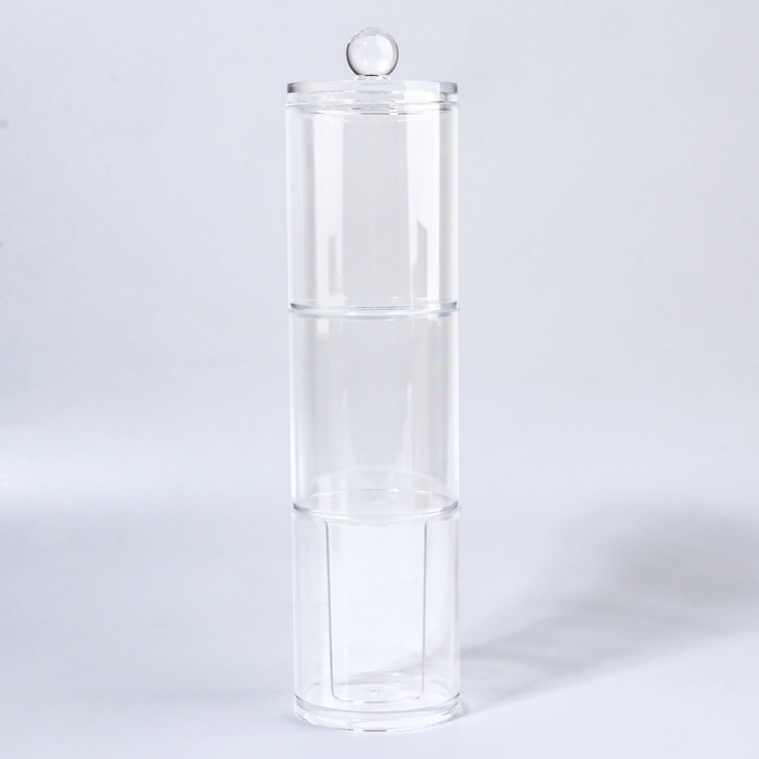 Органайзер для ватных палочек и дисков, с крышкой, 3 секции, 29 × 7 × 7см, в картонной коробке, цвет прозрачный Органайзер для ватных палочек и дисков, с крышкой, 3 секции, 29 × 7 × 7см, в картонной коробке, цвет прозрачный