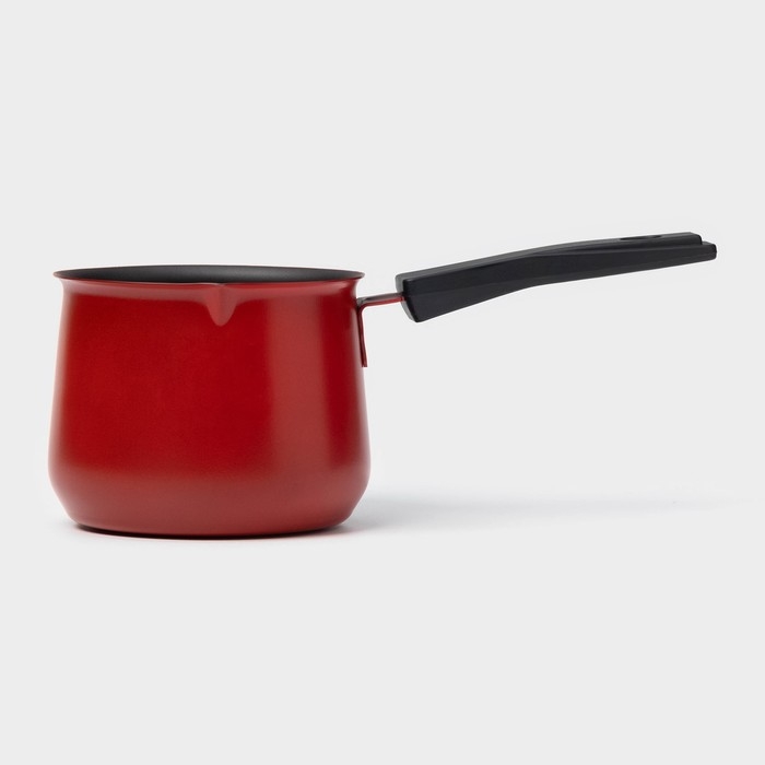 Турка &laquo;Корсика&raquo;, 450 мл, 20&times;9,5&times;7,5 см, пластиковая ручка, антипригарное покрытие, цвет чёрный