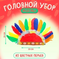 Головной убор карнавальный &laquo;Индеец&raquo; из цветных перьев