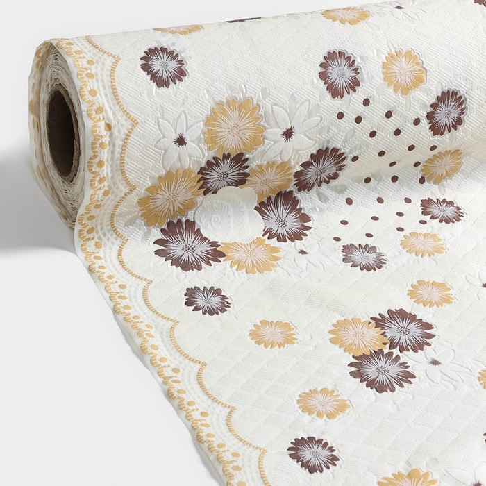 Клеёнка на стол &laquo;Цветы на белом&raquo;, ширина 137 см, рулон 20 метров, толщина 0,3 мм