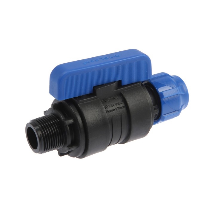 Кран шаровой ПНД Valfex, d=20 мм х 3/4 Кран шаровой ПНД Valfex, d=20 мм х 3/4", цанга/наружная резьба, разборный