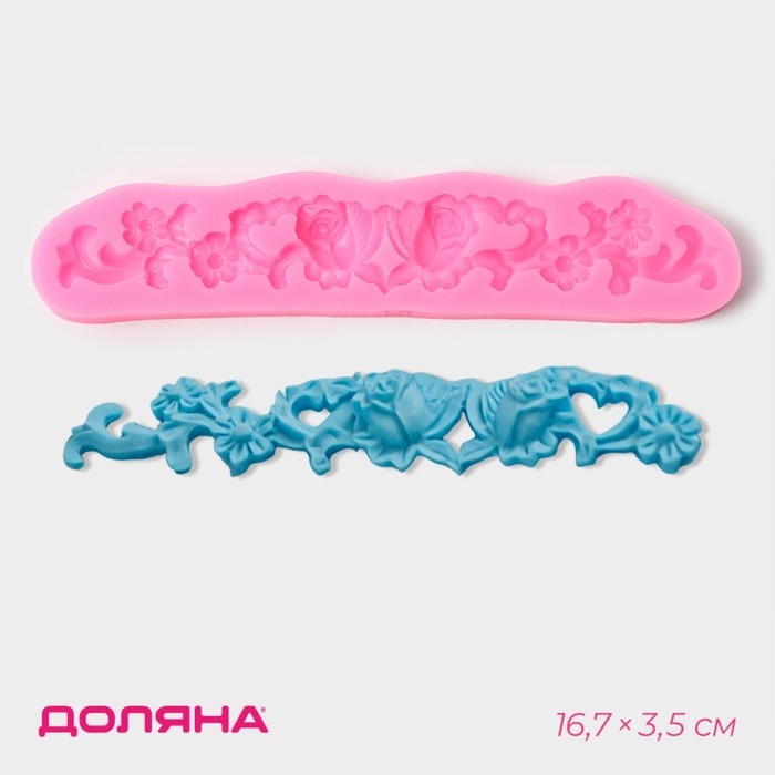 Молд Доляна &laquo;Цветочная композиция&raquo;, силикон, 16,7&times;3,5&times;1 см, цвет розовый