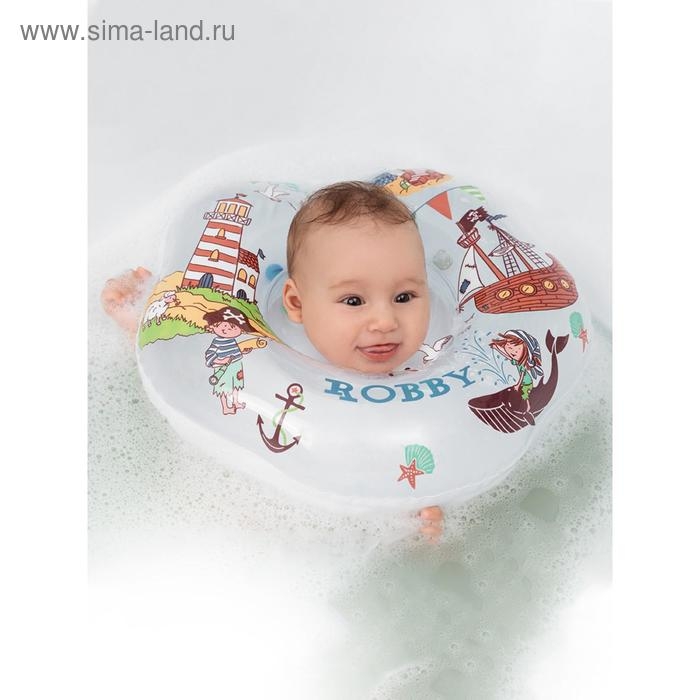 Круг для плавания на шею Robby, &laquo;Пираты&raquo;, надувной, с ручками, цвет белый