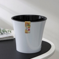 Кашпо для цветов со вставкой &laquo;Арте&raquo;, 1,2 л, бело-чёрное