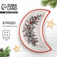 Новый год! Тарелка керамическая &laquo;Новогодний венок&raquo;, 10.5х20 см, цвет белый