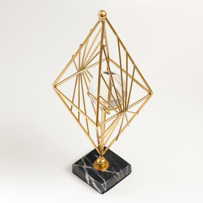 Сувенир интерьерный металл, стекло "Геометрический ромб" золото 28х13х13 см