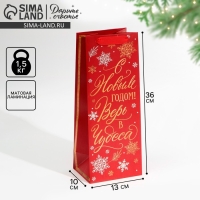 Пакет под бутылку «Верь в чудеса», 13 х 36 х 10 см, Новый год Пакет под бутылку «Верь в чудеса», 13 х 36 х 10 см, Новый год