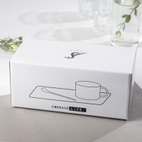 Чайная пара керамическая &laquo;Вселенная&raquo;, чашка 280 мл, блюдце 24,5&times;12&times;7,5 см, ложка, цвет чёрный