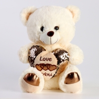 Мягкая игрушка &laquo;Мишка&raquo; с сердцем, 30 см, цвет светлый