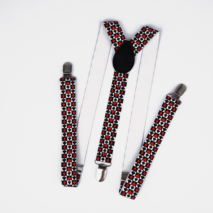 Подтяжки взрослые, ширина 2.5 см, цвет белый/красный/чёрный Подтяжки взрослые, ширина 2.5 см, цвет белый/красный/чёрный