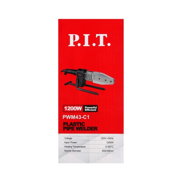 Аппарат для сварки пластиковых труб P.I.T., 1200 Вт, 0-300&deg;, насадки 20,25,32,40 мм, кейс