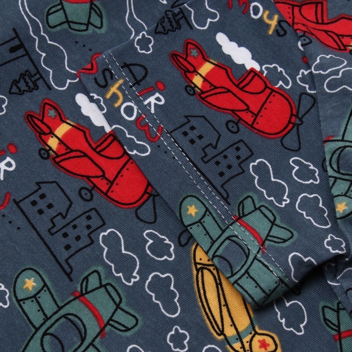 Комплект для мальчика домашний (футболка/шорты) "Самолёты", цвет серый, рост 122