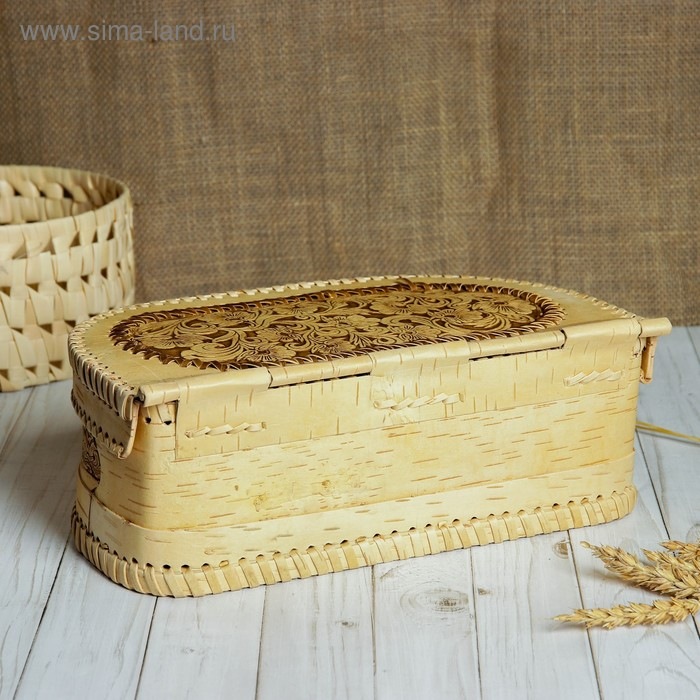 Батонница &laquo;Узор&raquo;, на шарнире, 32&times;18&times;11 см, береста