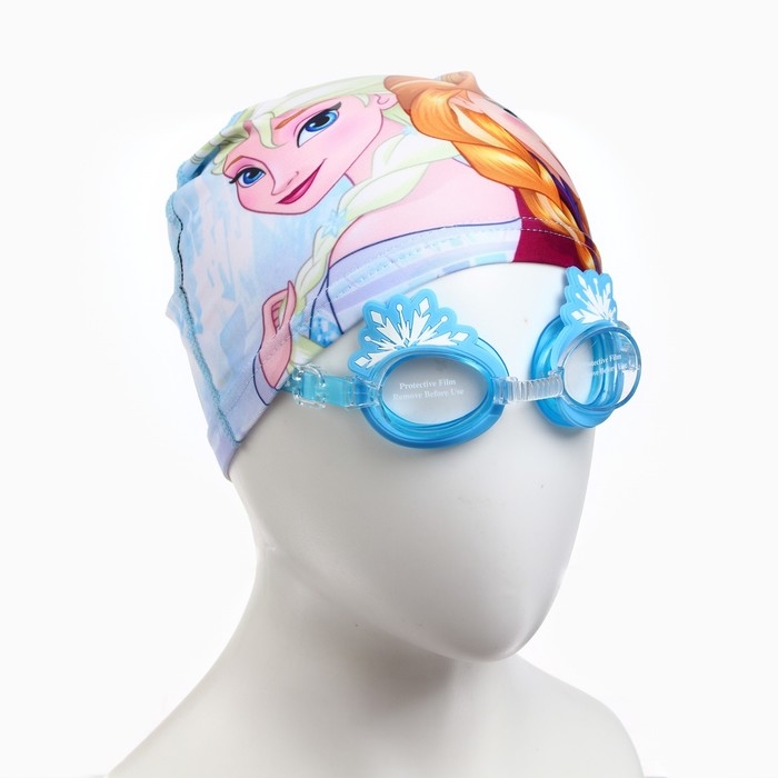 Набор детский &laquo;Холодное Сердце&raquo;, в комплекте шапка, очки для плавания, мешок