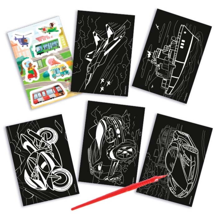 Гравюра блокнот детский &laquo;Поехали!&raquo;, 10 листов, штихель, для мальчика