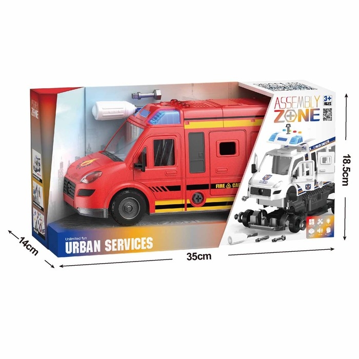 Конструктор винтовой &laquo;Пожарный фургон&raquo;, свет, звук, инерция, 50 деталей