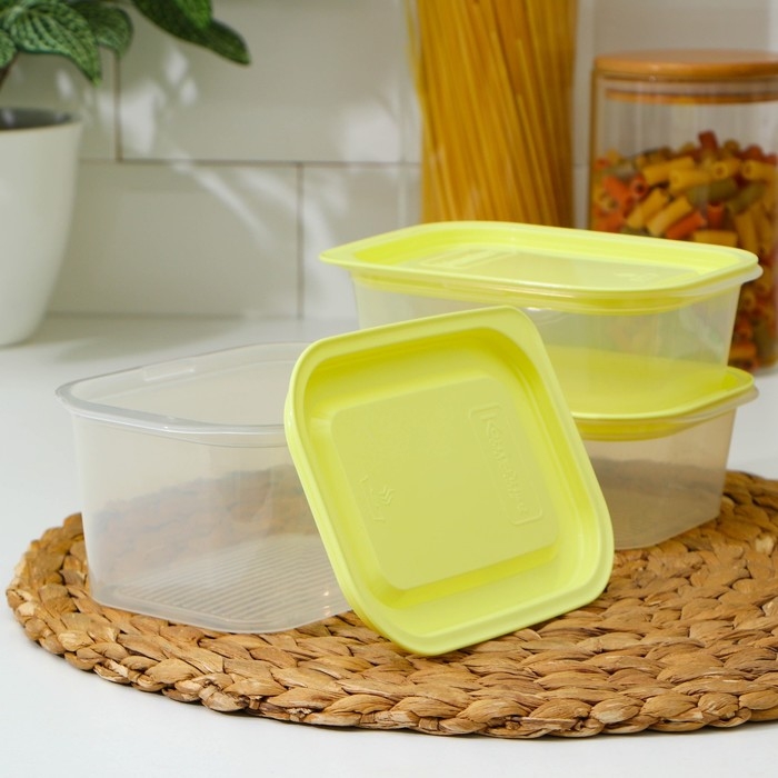 Набор контейнеров пищевых с паровыпуском, 3 шт: 750 мл, 500 мл, 500 мл, прямоугольные, цвет микс