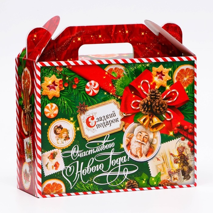 Новый год. Подарочная коробка новогодняя Изумрудный Винтаж 23 х 8,5 х 23 см. Новый год. Подарочная коробка новогодняя Изумрудный Винтаж 23 х 8,5 х 23 см.