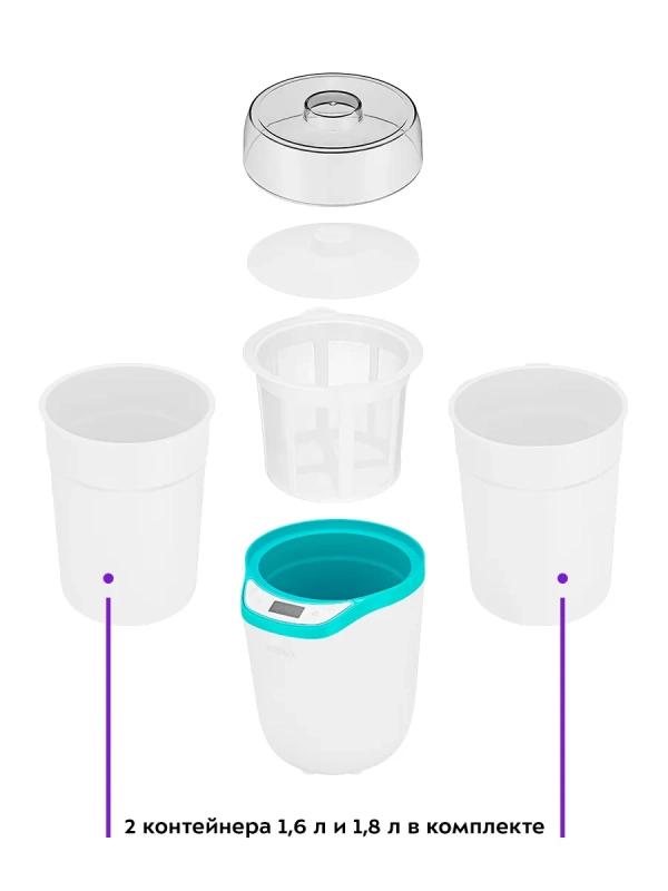 Йогуртница электрическая КТ-2077 25 Вт 1,8 л Йогуртница электрическая КТ-2077 25 Вт 1,8 л